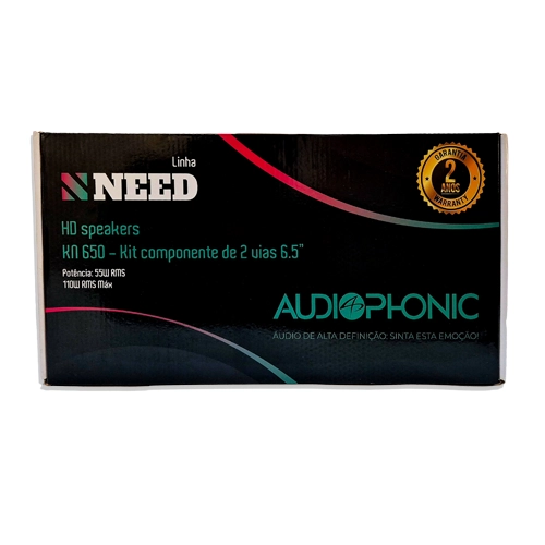 Kit 2 Vias Audiophonic Need Kn 650--1 Kit 2 Vias Falante Portas 6 Polegadas Audiophonic Kn 650 Cor Preto