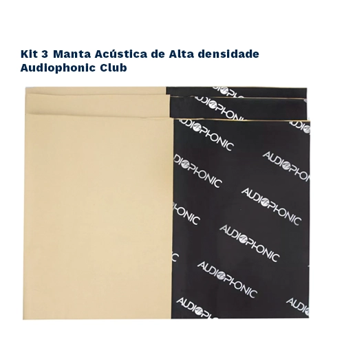 MANTA ACUSTICA LINHA CLUB 03 FOLHAS ANTI RUIDO BUTYL127 3MM 80X46-3 3 Folhas Manta Audiophonic Revestimento Acústico Automotivo