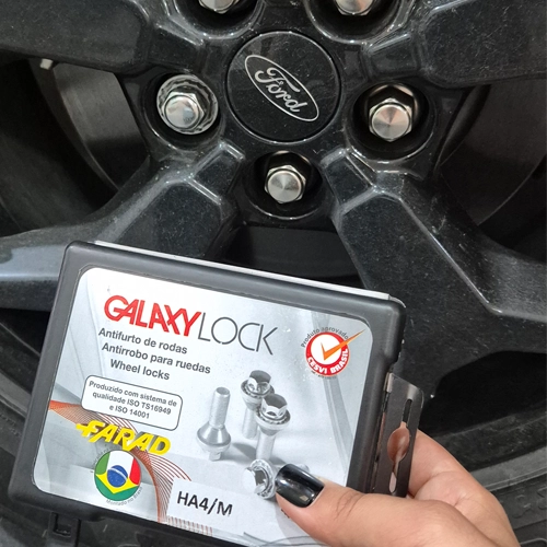 HA4 M - ANTIFURTO DE RODAS GALAXYLOCK CROMADO BYD FORD LAND ROVER ROSCA M12X1 5- Kit Porcas Antifurto Ref. HA4/M Galaxylock