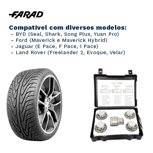 HA4 M - ANTIFURTO DE RODAS GALAXYLOCK CROMADO BYD FORD LAND ROVER Porca Antifurto Farad Galaxylock HA4/M