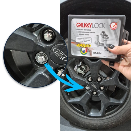 HA4 M - ANTIFURTO DE RODAS GALAXYLOCK CROMADO BYD FORD LAND ROVER ROSCA M12X1 5-- Antifurto de Rodas FARAD Galaxylock Cromado