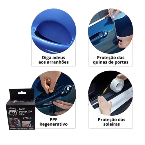 KIT PPF PARA MAÇANETA CANTO DAS PORTAS E SOLEIRAS Kit Película Proteção Carro Ppf Maçaneta Canto Porta Soleira