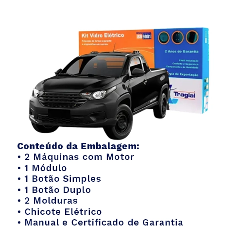 Kit Vidro Elétrico Fiat Strada 2021 A 2025 4 Portas Tragial Tragial Kit Vidro Elétrico Fiat Strada