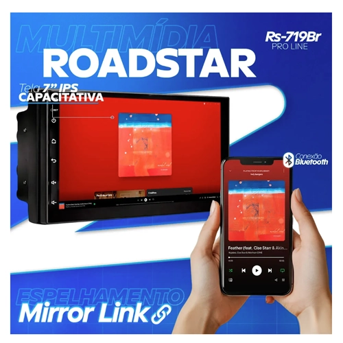 Multimídia 7 Pols Roadstar Rs-719 Br Carplay Android Auto Preto
